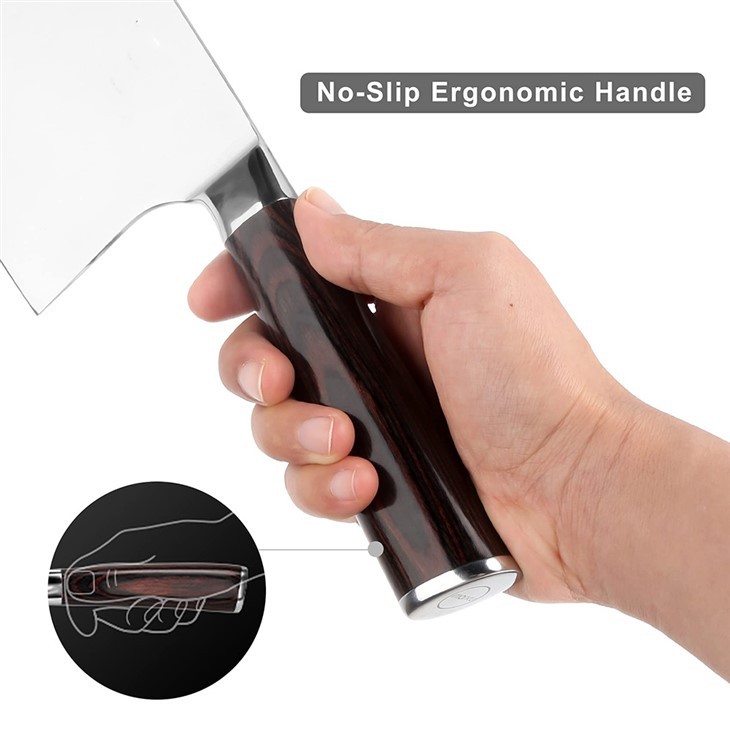 DS-2905 Stainless Steel Cleaver Knife Forged Blade Kitchen Knife Wood Handle (5)